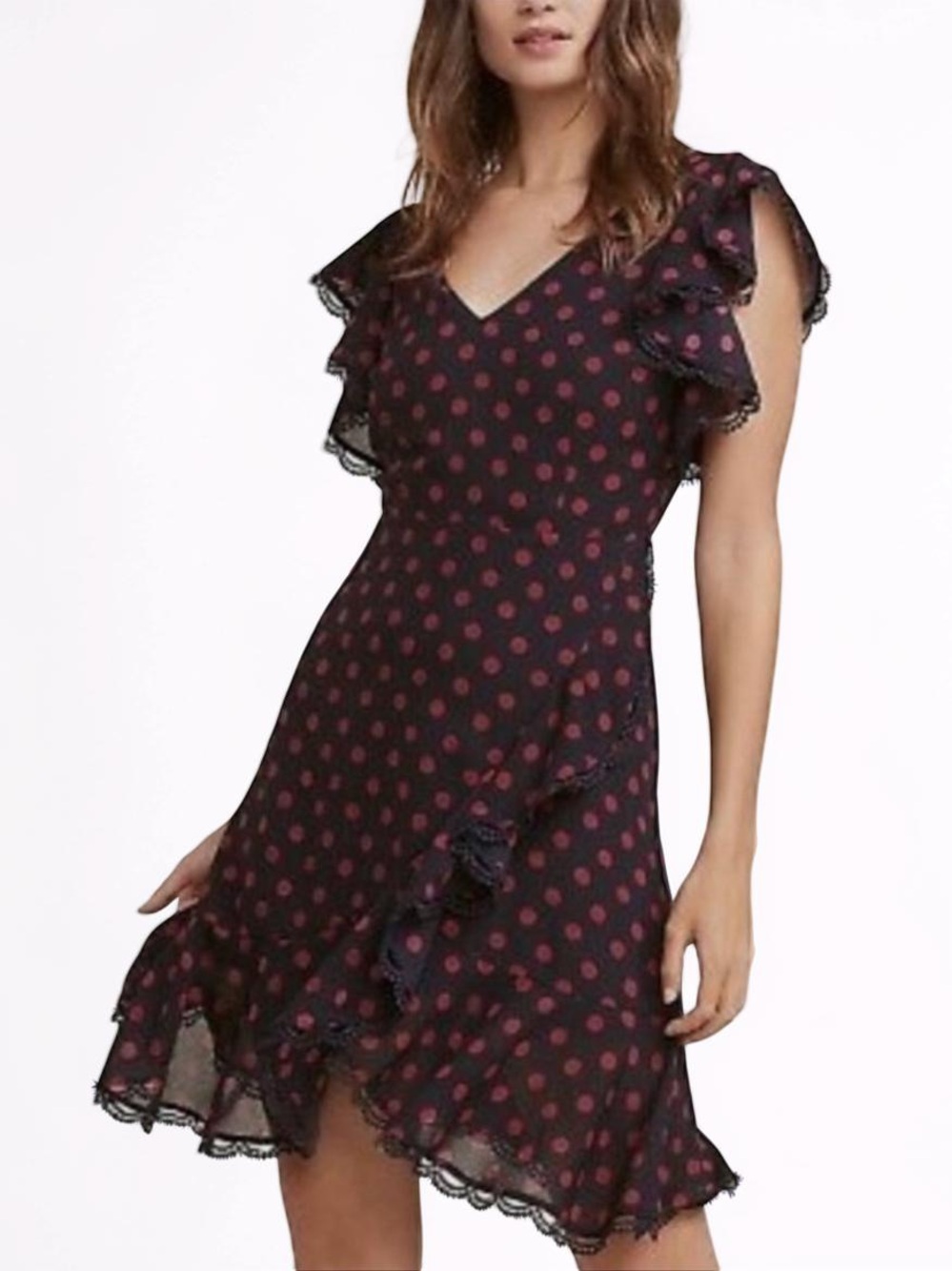 BB Dakota Navy Dress with Red Dot Print and V-Back - Picture 2 of 8